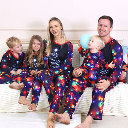 Blue String Light Family Matching Pajama Set for Christmas - ChildAngle