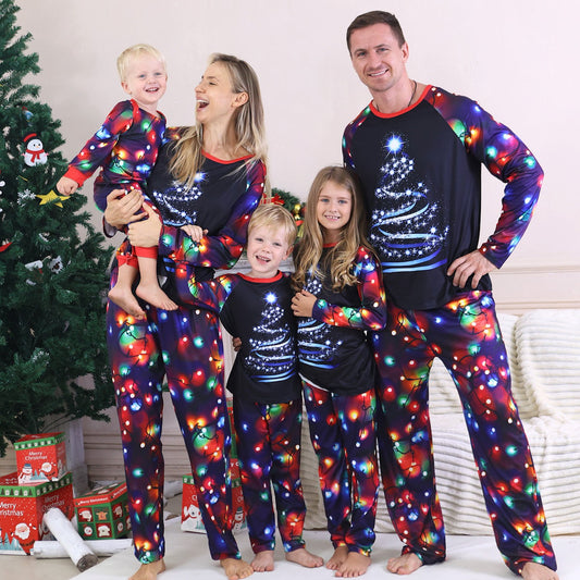 Blue String Light Family Matching Pajama Set for Christmas - ChildAngle