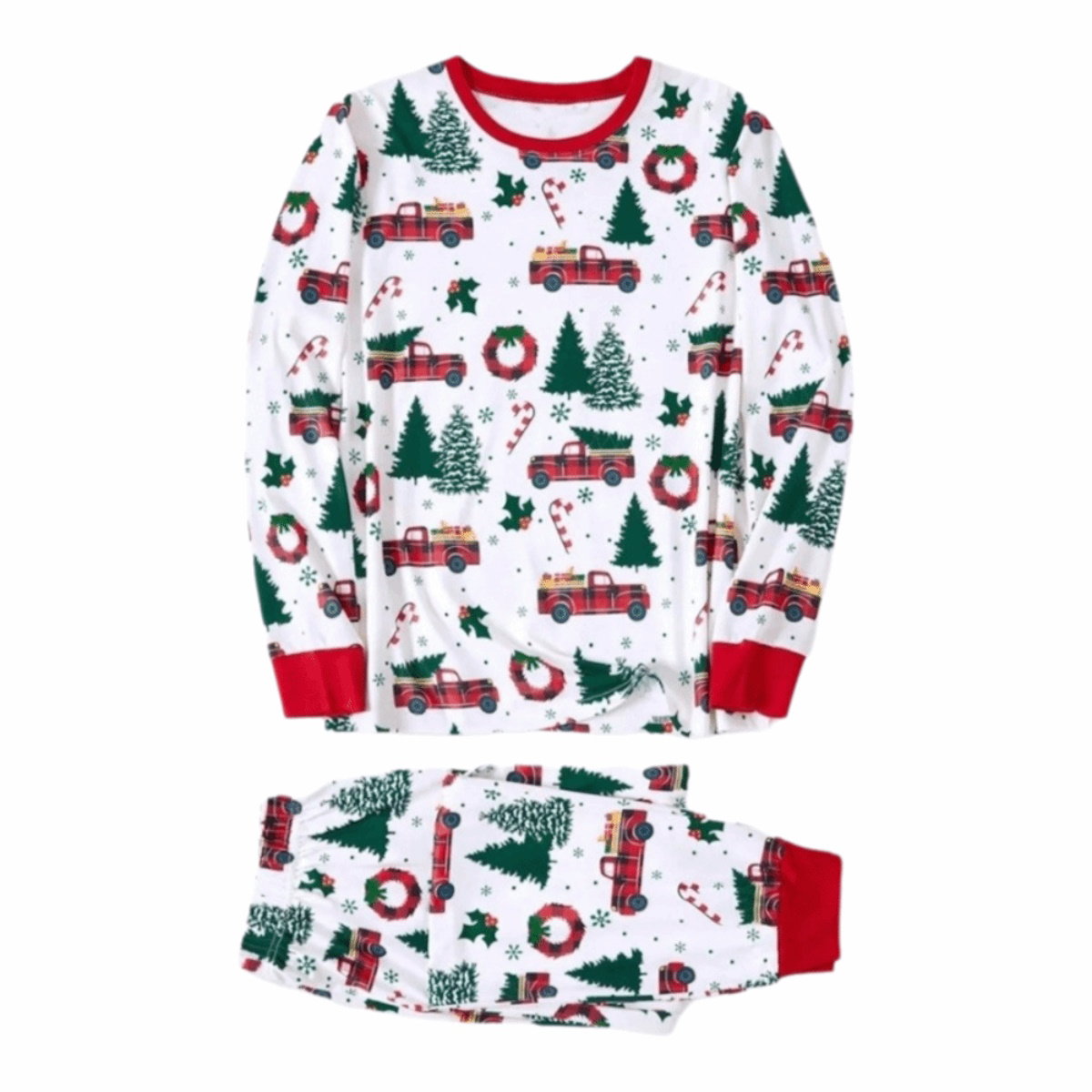 Family matching Christmas-themed pajamas Allover Truck Christmas Tree Pajama Set - ChildAngle