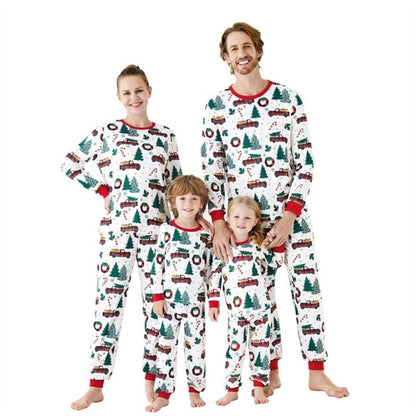 Family matching Christmas-themed pajamas Allover Truck Christmas Tree Pajama Set - ChildAngle
