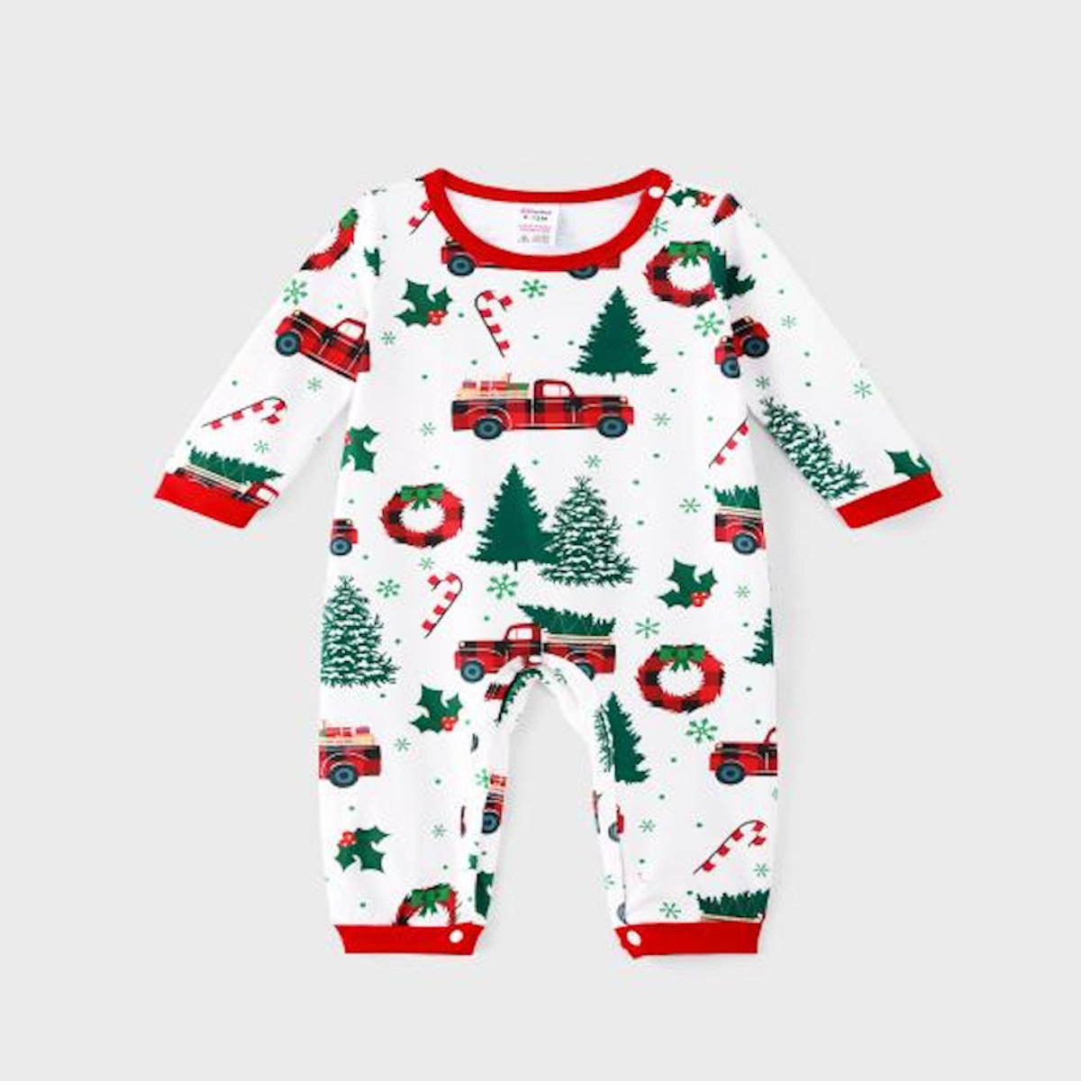 Family matching Christmas-themed pajamas Allover Truck Christmas Tree Pajama Set - ChildAngle