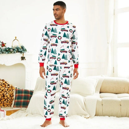 Family matching Christmas-themed pajamas Allover Truck Christmas Tree Pajama Set - ChildAngle