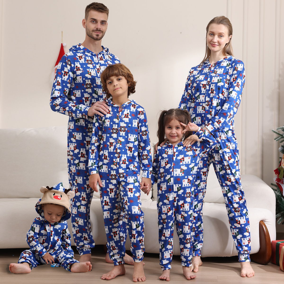 Family Matching Christmas PJS Onesie Pyjamas Santa Pola Bear Reindeer Pajama Set - ChildAngle