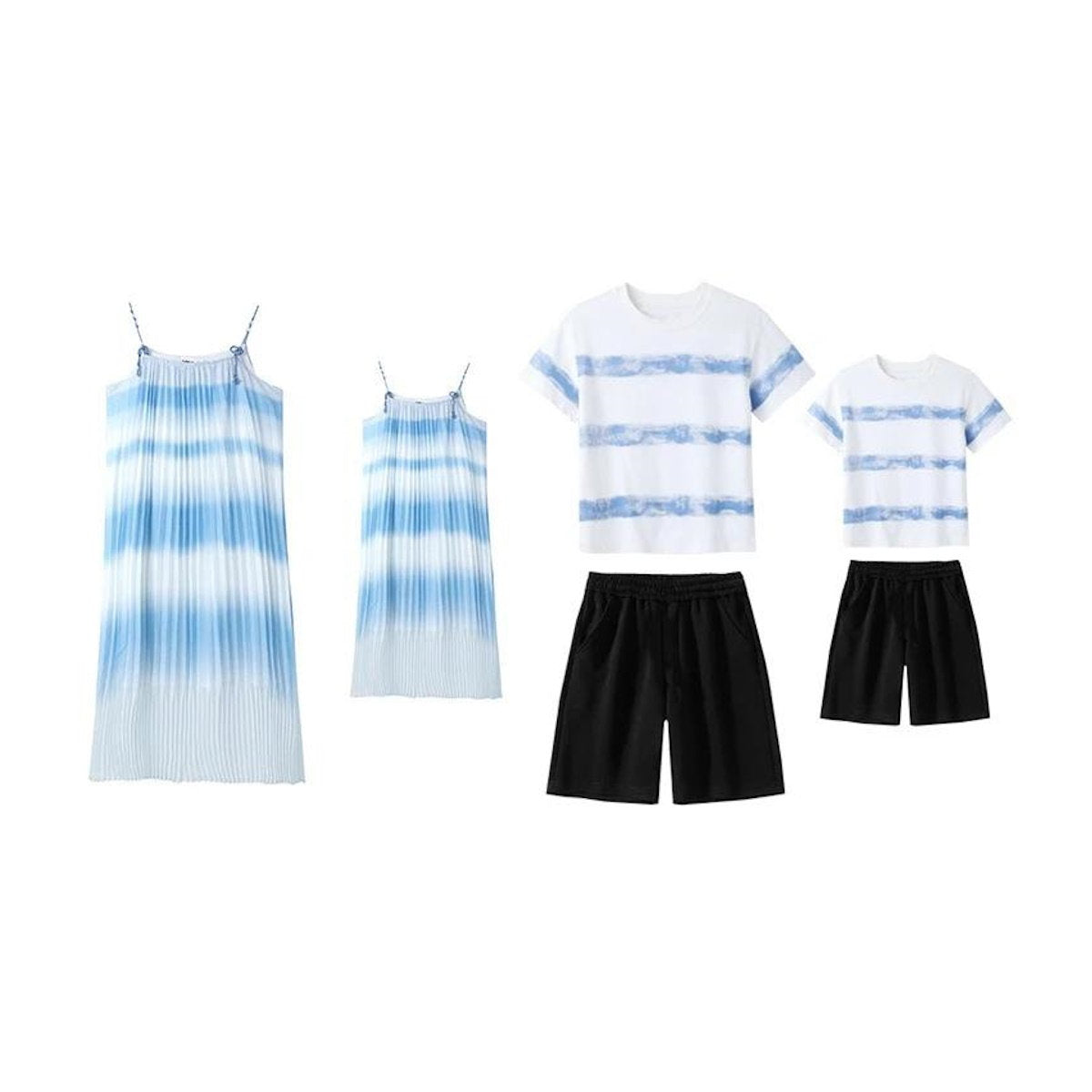 Family Matching Outfits Blue Striped Matching Family Shirts and Ruffle Stripe Slip Dress - ChildAngle