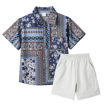 Family Matching Dress Boho Strap Dress and Shorts and Shirt Set - ChildAngle