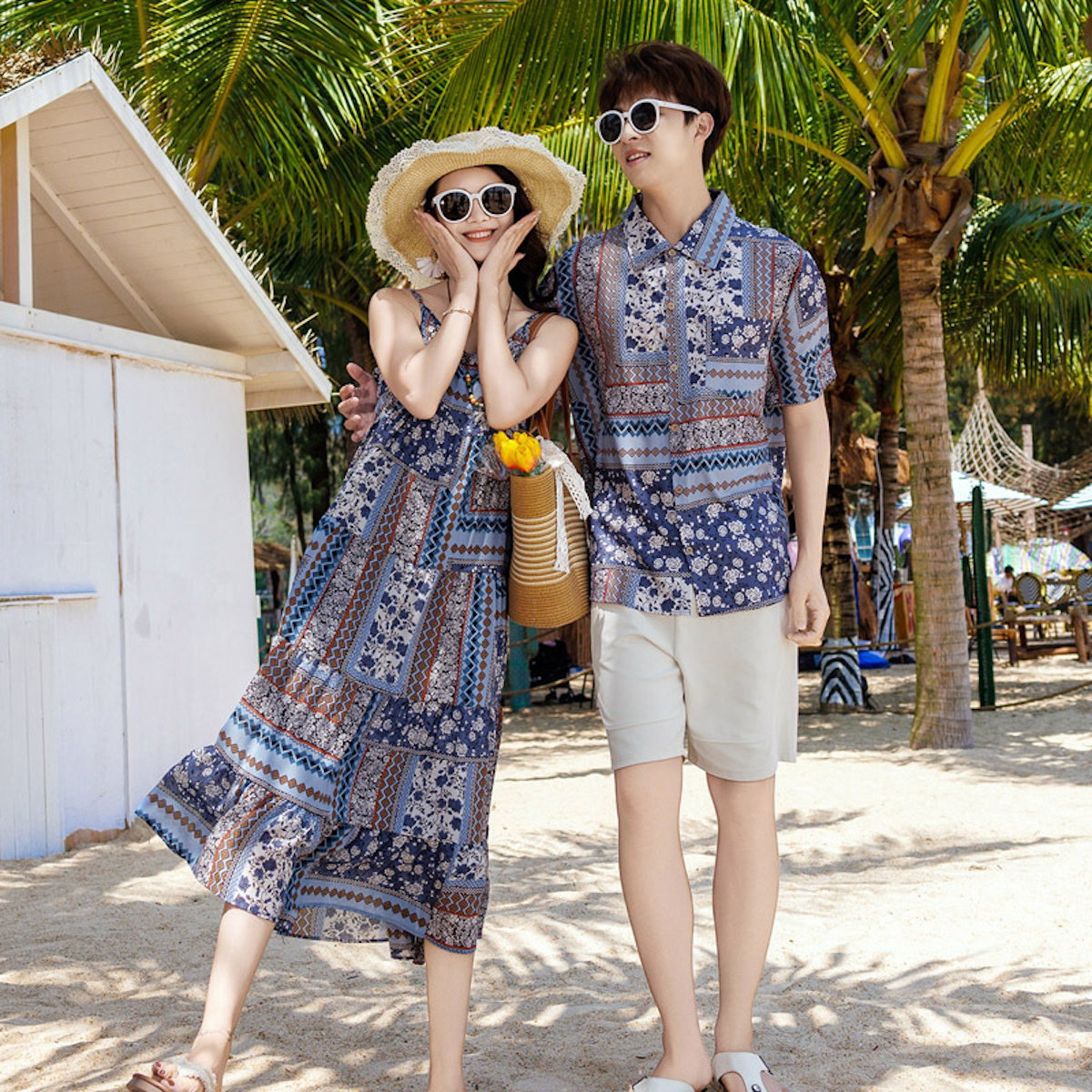 Family Matching Dress Boho Strap Dress and Shorts and Shirt Set - ChildAngle