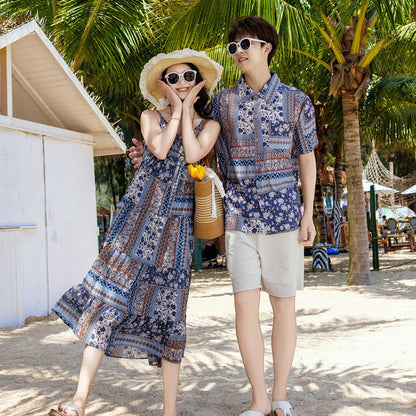 Family Matching Dress Boho Strap Dress and Shorts and Shirt Set - ChildAngle