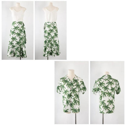 Tropical Plant Palm Tree Polo Shirts and Shorts Set and White Vest with Palm Tree Skirt - ChildAngle