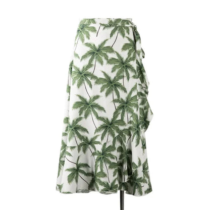 Tropical Plant Palm Tree Polo Shirts and Shorts Set and White Vest with Palm Tree Skirt - ChildAngle