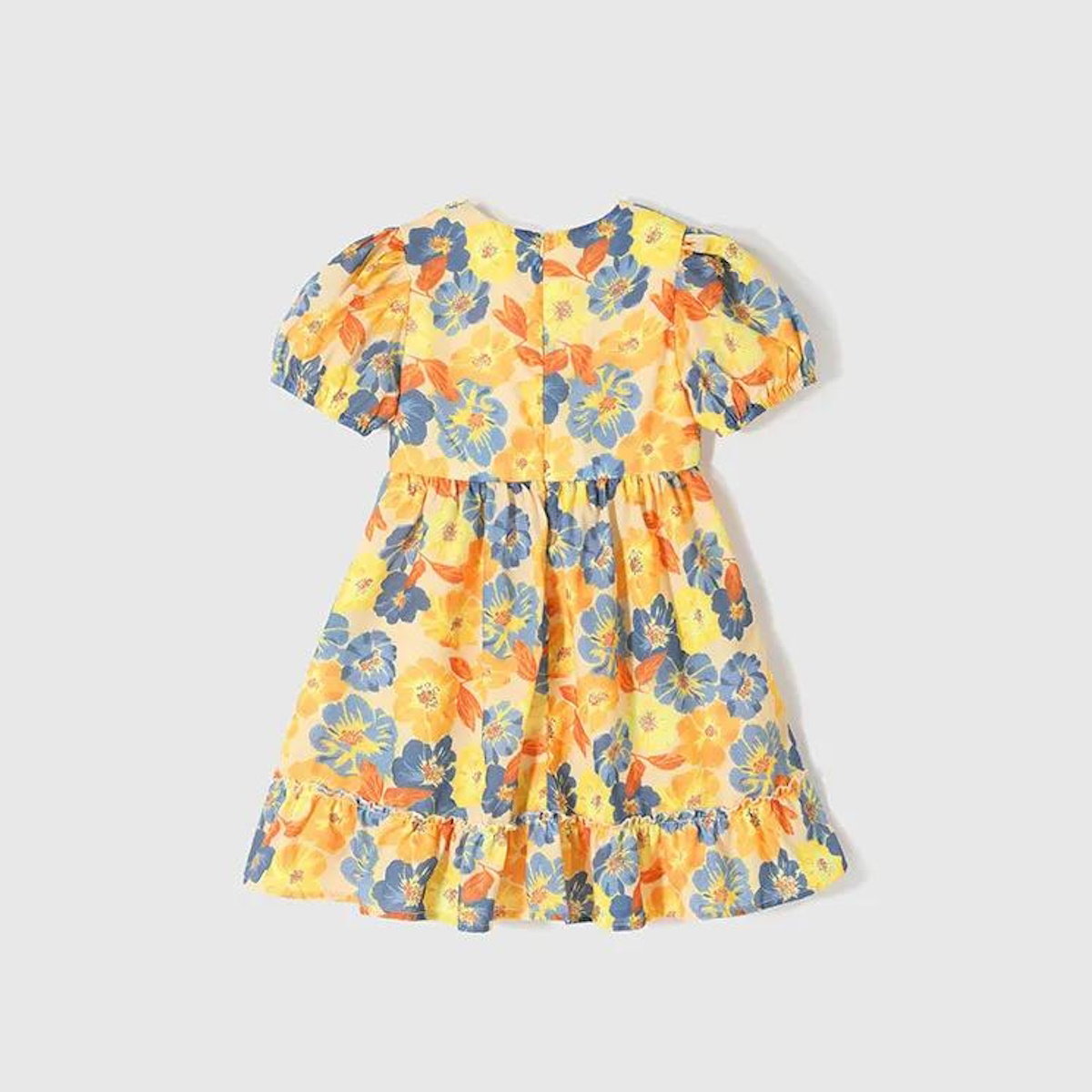 Family Matching Outfits Flower Print Half Sleeve Dress with Flower Print Polo Shirts with Shorts - ChildAngle