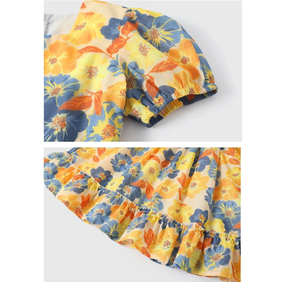 Family Matching Outfits Flower Print Half Sleeve Dress with Flower Print Polo Shirts with Shorts - ChildAngle