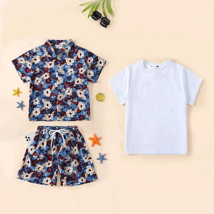 Family Matching Outfits Floral Polo Shirt and Shorts Set Floral Ruched Bust Strap Dress - ChildAngle