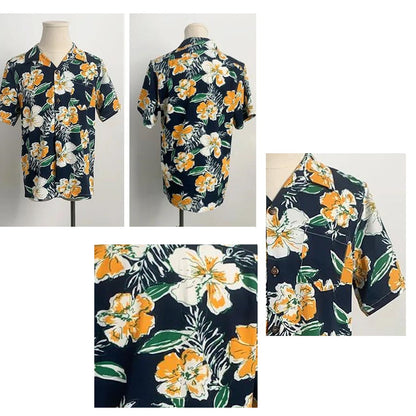 Family Matching Outfits Floral Print Maxi Strap Dress and Front Pocket Tropical Shirts and Shorts Set - ChildAngle