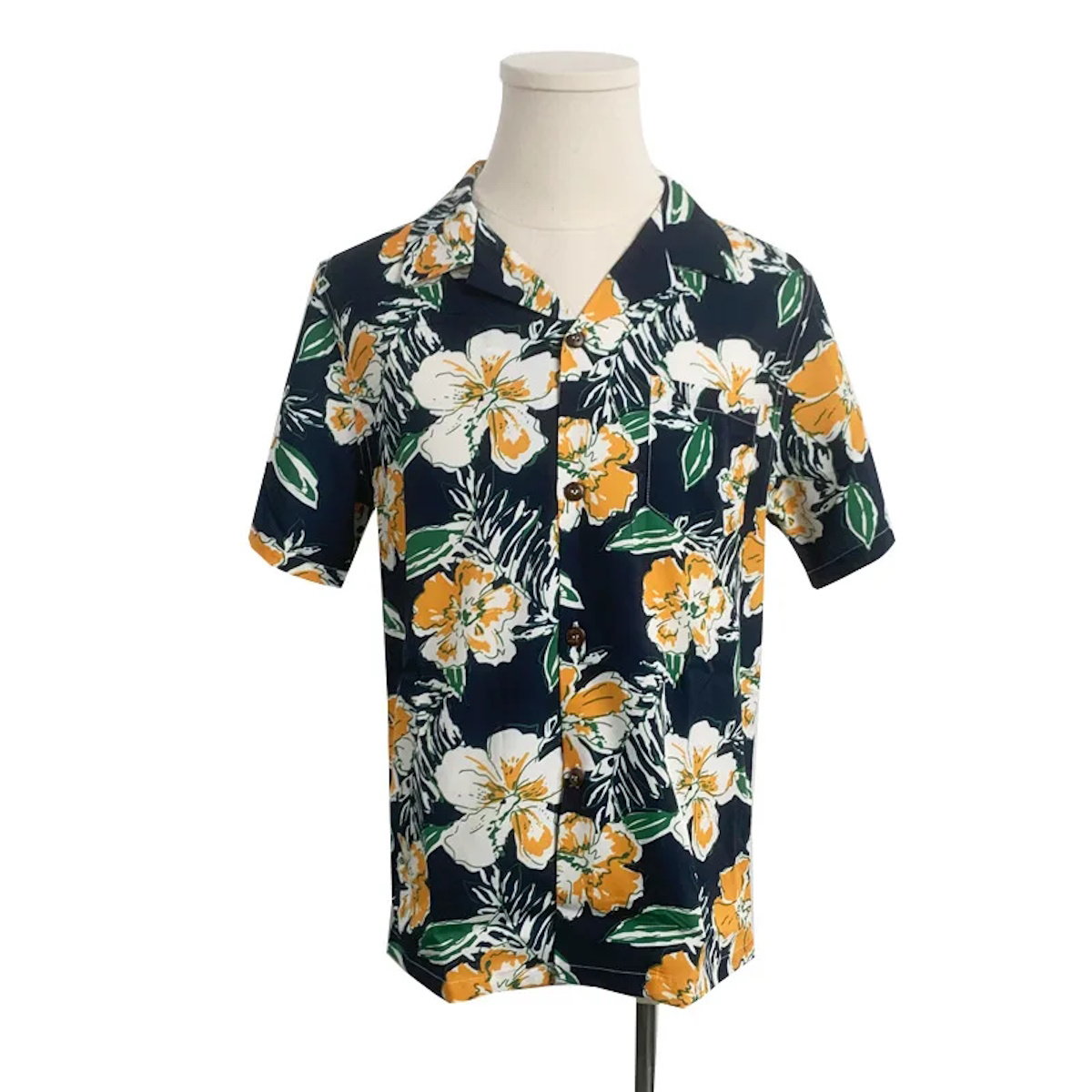 Family Matching Outfits Floral Print Maxi Strap Dress and Front Pocket Tropical Shirts and Shorts Set - ChildAngle