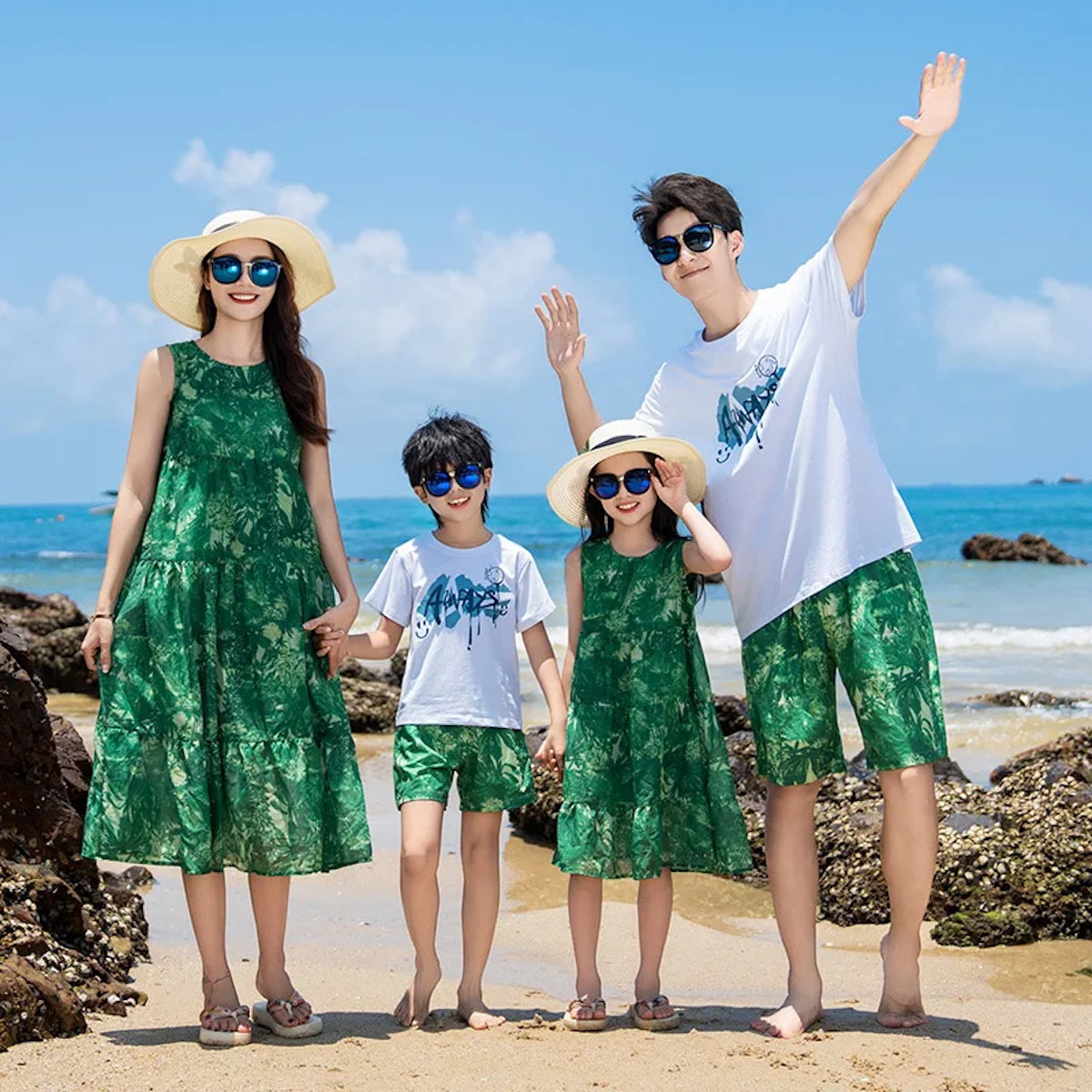 Family Matching Outfits Graphic T-Shirts and Tie Dye Shorts Match Tie Dye Maxi Dress - ChildAngle