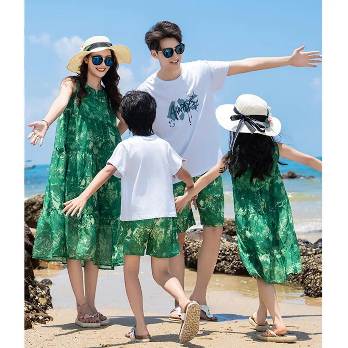 Family Matching Outfits Graphic T-Shirts and Tie Dye Shorts Match Tie Dye Maxi Dress - ChildAngle