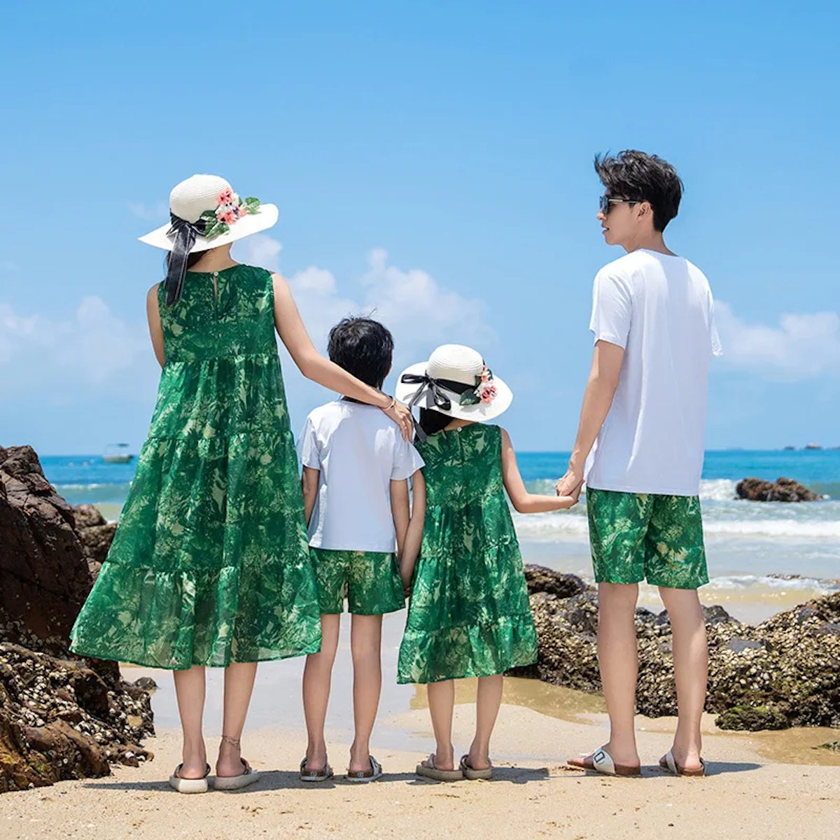 Family Matching Outfits Graphic T-Shirts and Tie Dye Shorts Match Tie Dye Maxi Dress - ChildAngle