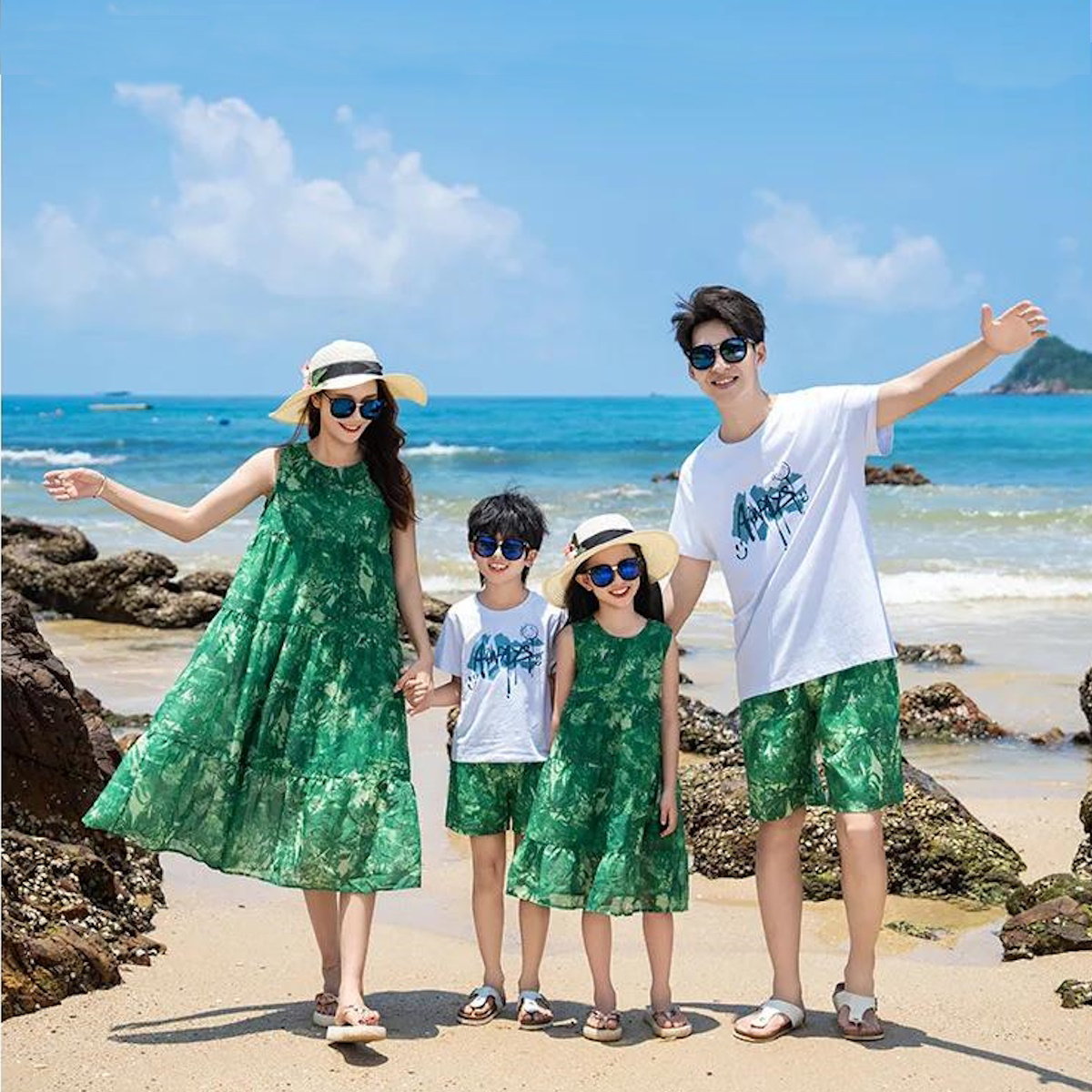 Family Matching Outfits Graphic T-Shirts and Tie Dye Shorts Match Tie Dye Maxi Dress - ChildAngle