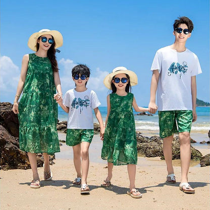 Family Matching Outfits Graphic T-Shirts and Tie Dye Shorts Match Tie Dye Maxi Dress - ChildAngle