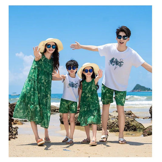 Family Matching Outfits Graphic T-Shirts and Tie Dye Shorts Match Tie Dye Maxi Dress - ChildAngle