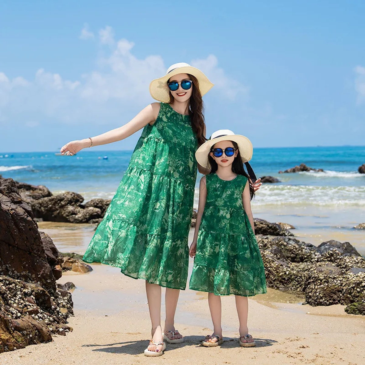 Family Matching Outfits Graphic T-Shirts and Tie Dye Shorts Match Tie Dye Maxi Dress - ChildAngle