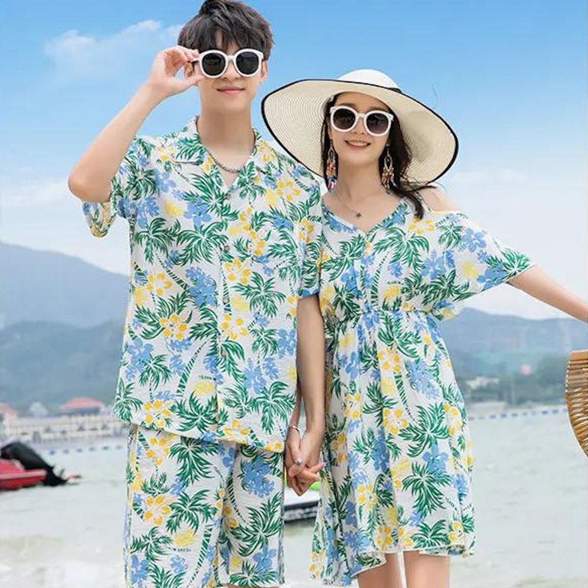 Family Matching Outfits Tropical Palm Tree Matching Family Shirts and Dress - ChildAngle
