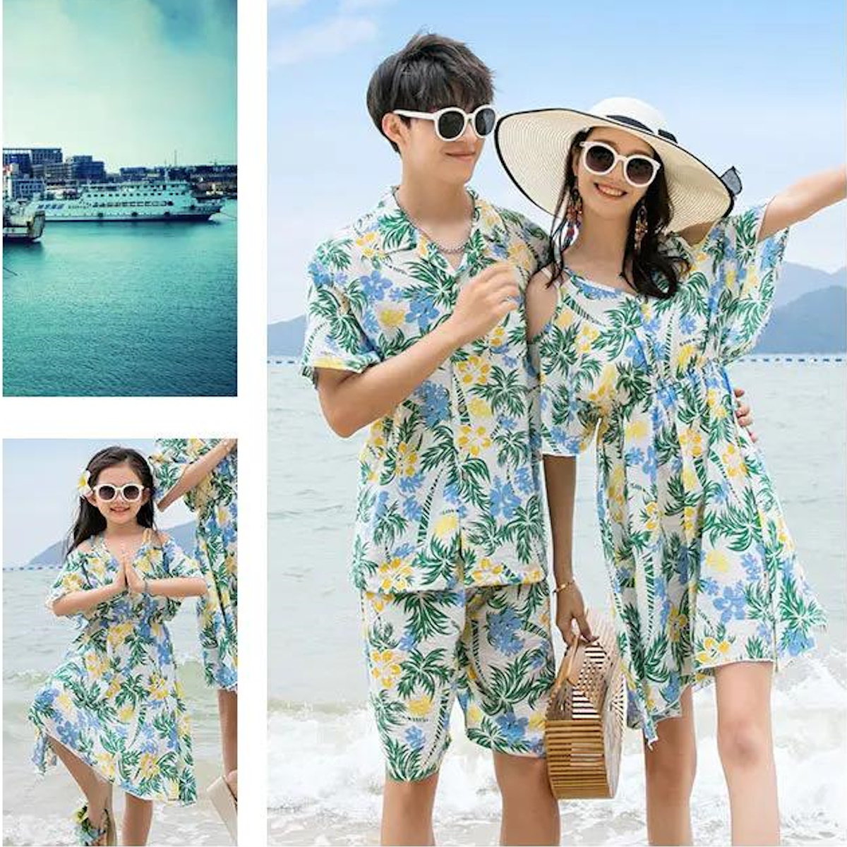 Family Matching Outfits Tropical Palm Tree Matching Family Shirts and Dress - ChildAngle