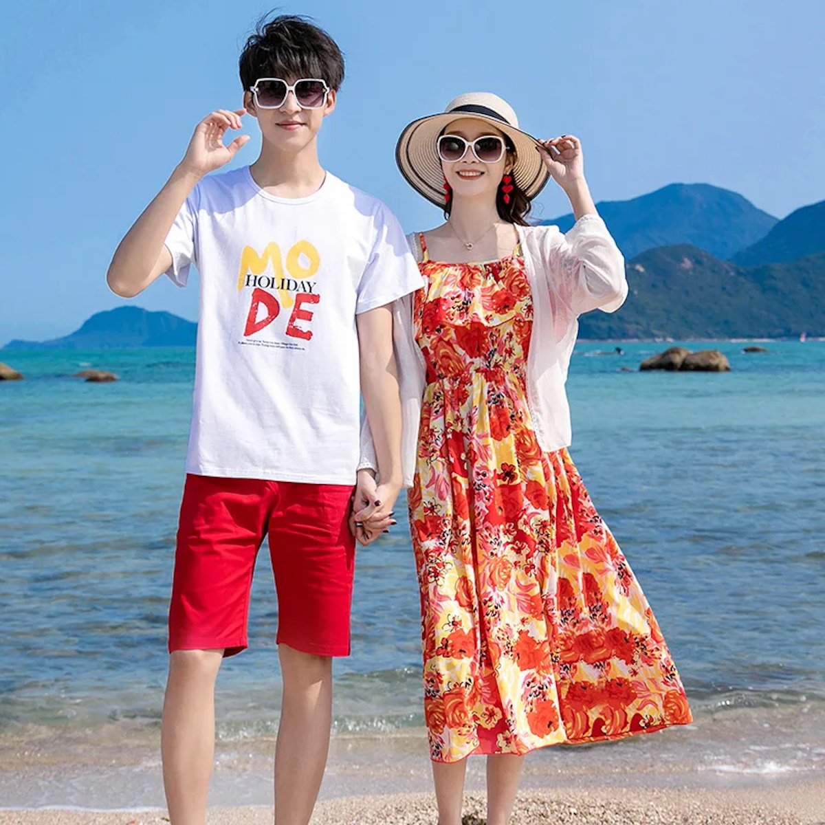 Family Matching Outfits Flower Print Floral Off Shoulder Ruffle Hem Strap Dress with Letter Print - ChildAngle