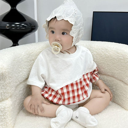 Family Matching Outfits Red Embroidery Plaid Slip Dress and Shirts - ChildAngle