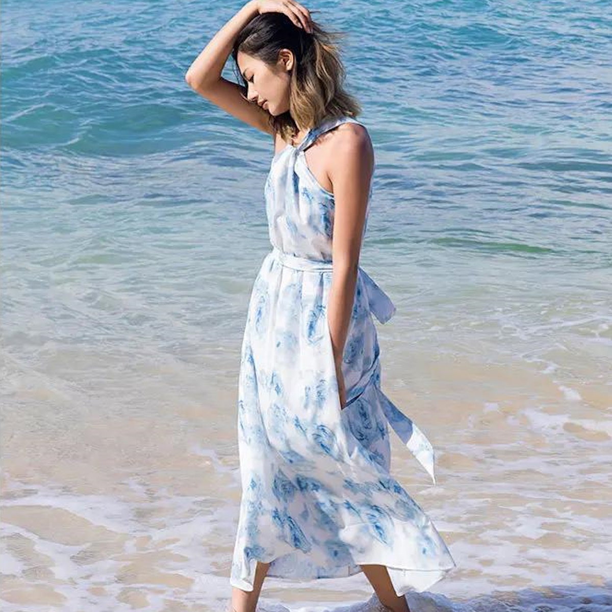 Family Matching Outfits Blue Shorts White Shorts and Tie Dye Cross Front Dress - ChildAngle