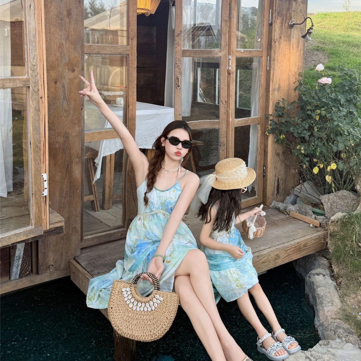 Family Matching Outfits Tie Dye Slip Dress and Tie Dye T-shirts - ChildAngle