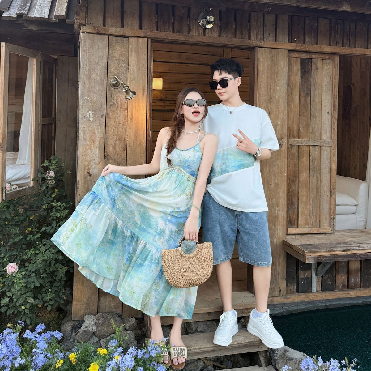 Family Matching Outfits Tie Dye Slip Dress and Tie Dye T-shirts - ChildAngle