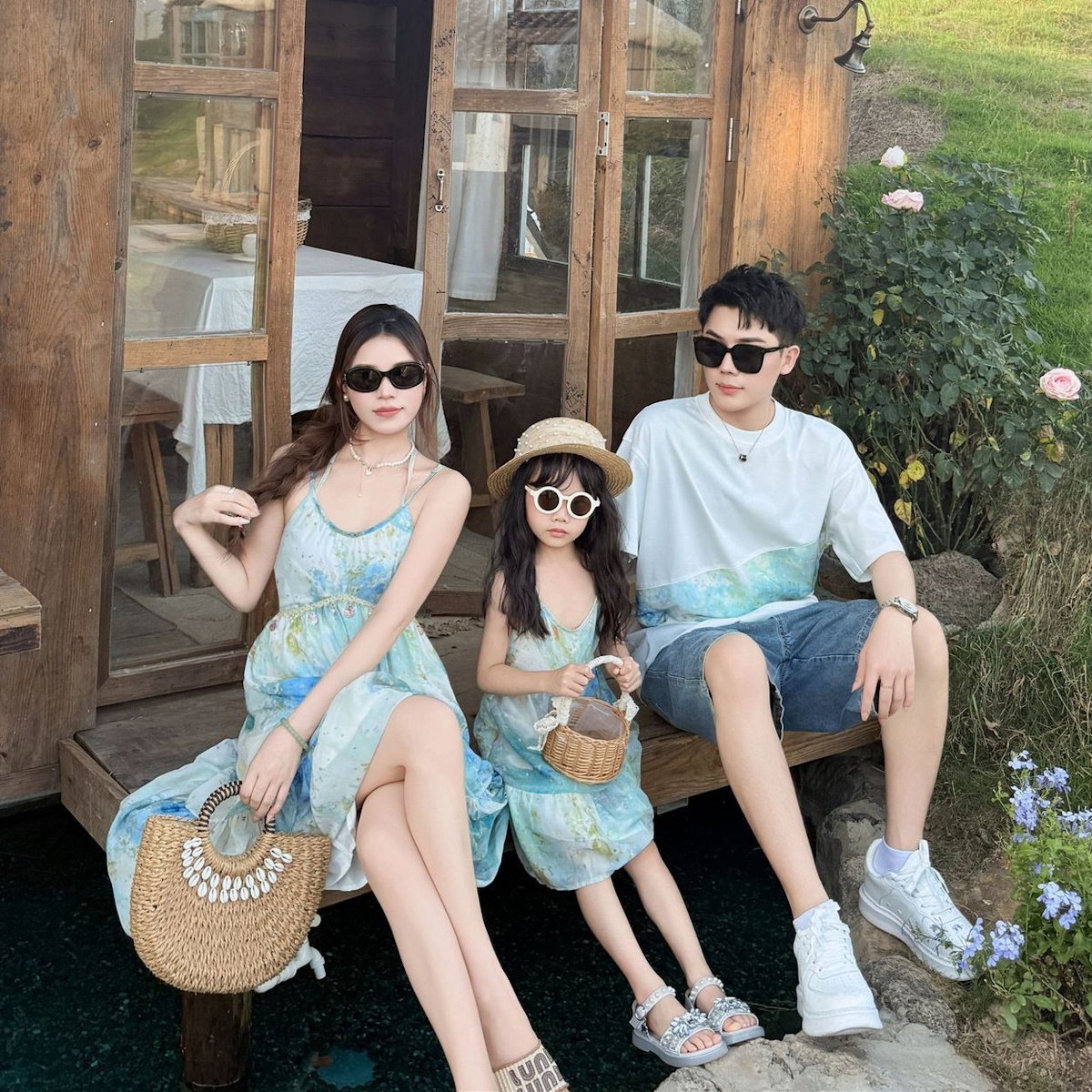 Family Matching Outfits Tie Dye Slip Dress and Tie Dye T-shirts - ChildAngle