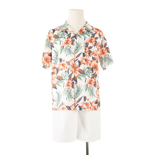 Flower Print Tropical Layered Family Matching Dress and Shirts Shorts Slip Dress Set - ChildAngle