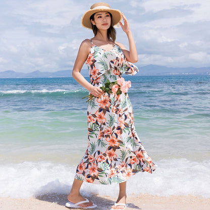 Flower Print Tropical Layered Family Matching Dress and Shirts Shorts Slip Dress Set - ChildAngle