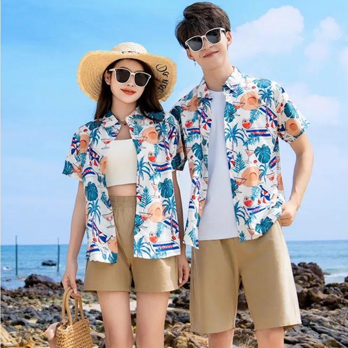Family Matching Outfits Tropical Print Tassel Dress and T Shirts Set - ChildAngle