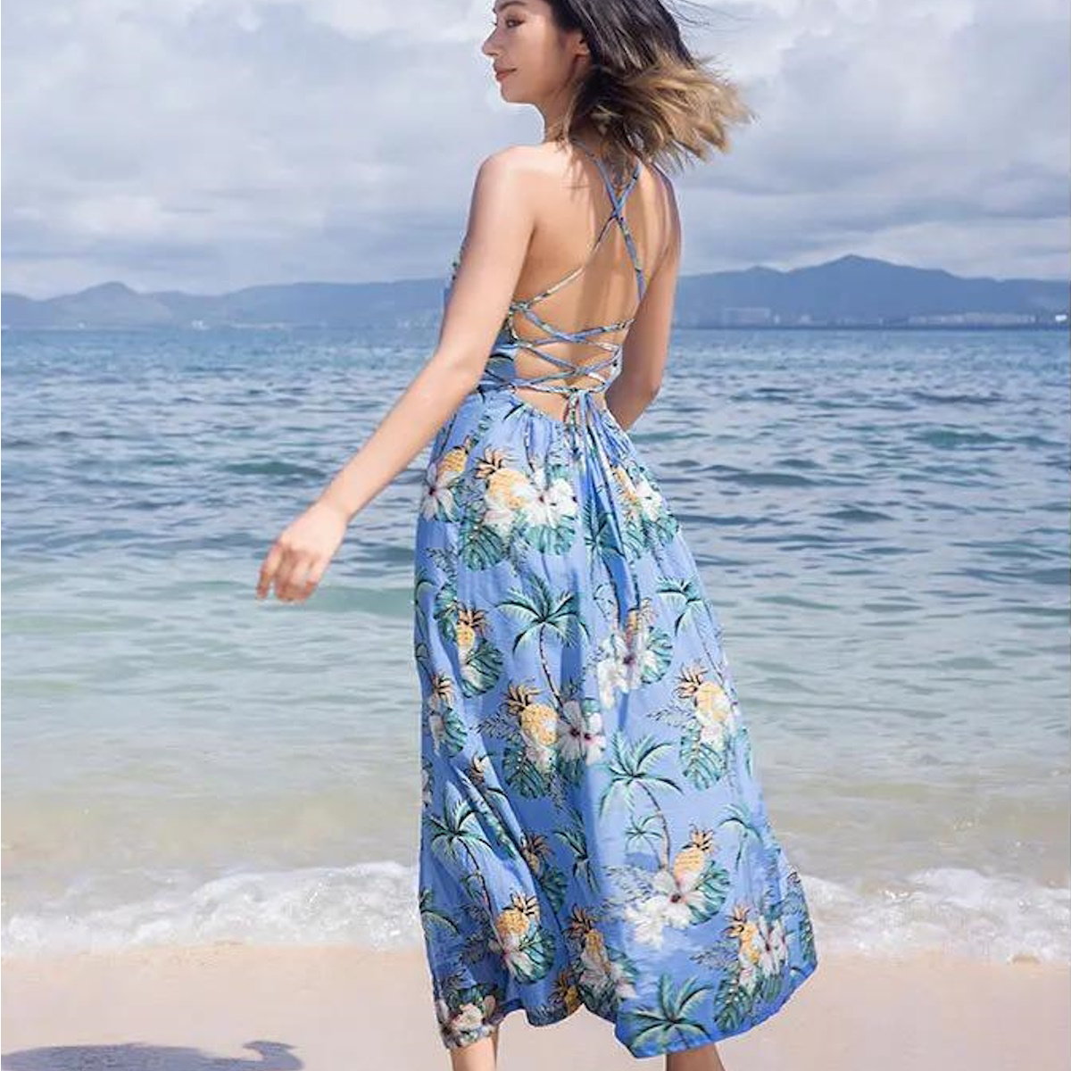 Family Matching Outfits Floral T-Shirts and Backless Strappy Slip Dress - ChildAngle