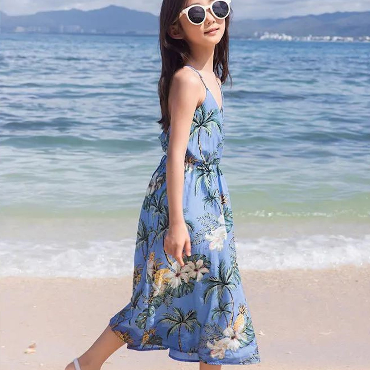 Family Matching Outfits Floral T-Shirts and Backless Strappy Slip Dress - ChildAngle