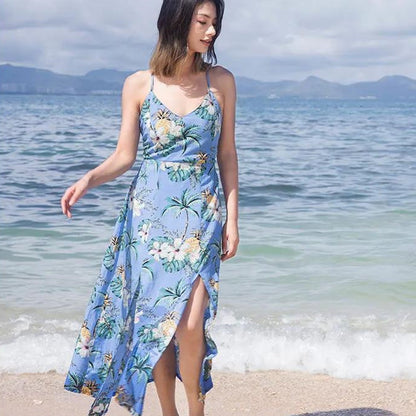 Family Matching Outfits Floral T-Shirts and Backless Strappy Slip Dress - ChildAngle