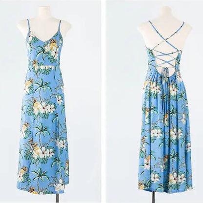 Family Matching Outfits Floral T-Shirts and Backless Strappy Slip Dress - ChildAngle