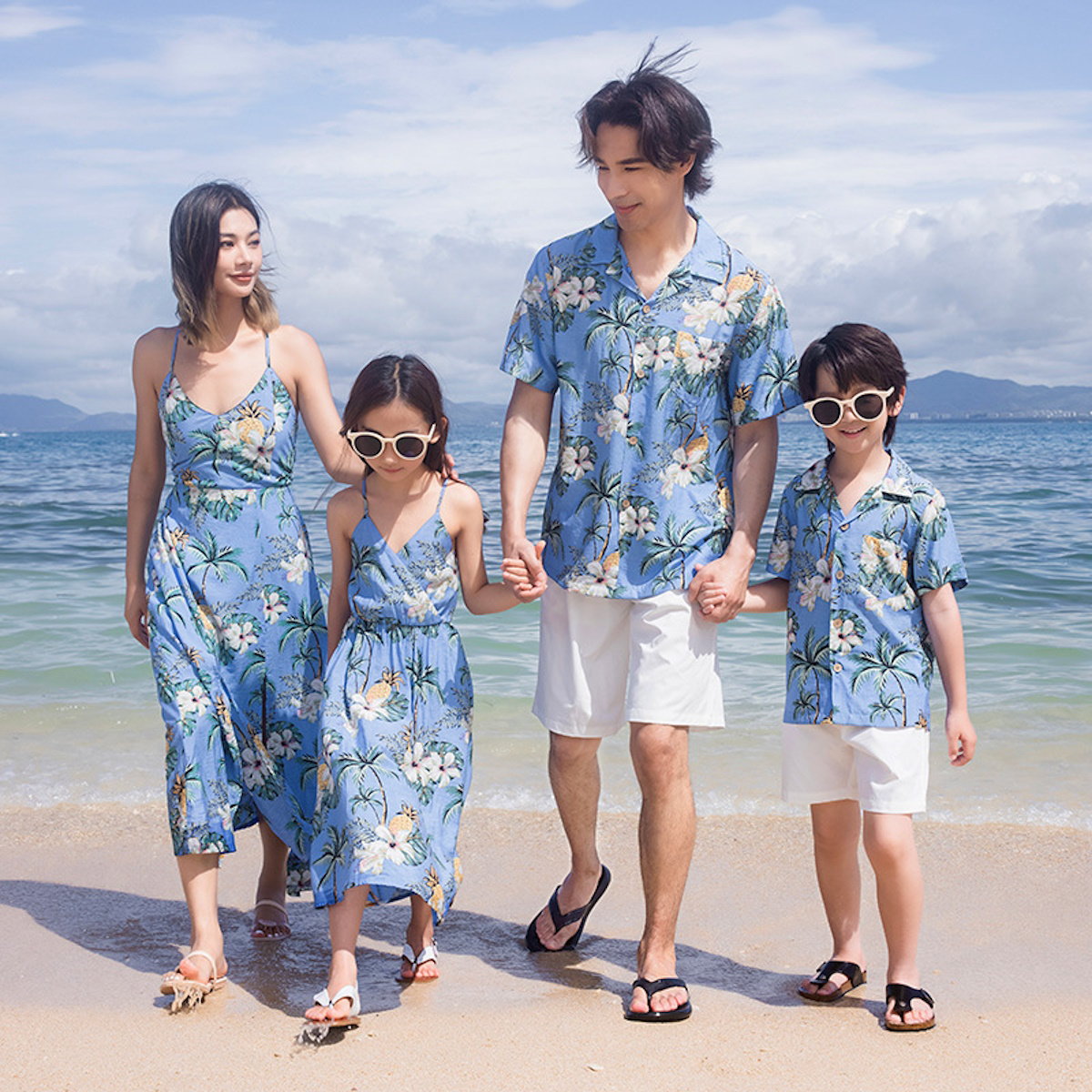 Family Matching Outfits Floral T-Shirts and Backless Strappy Slip Dress - ChildAngle