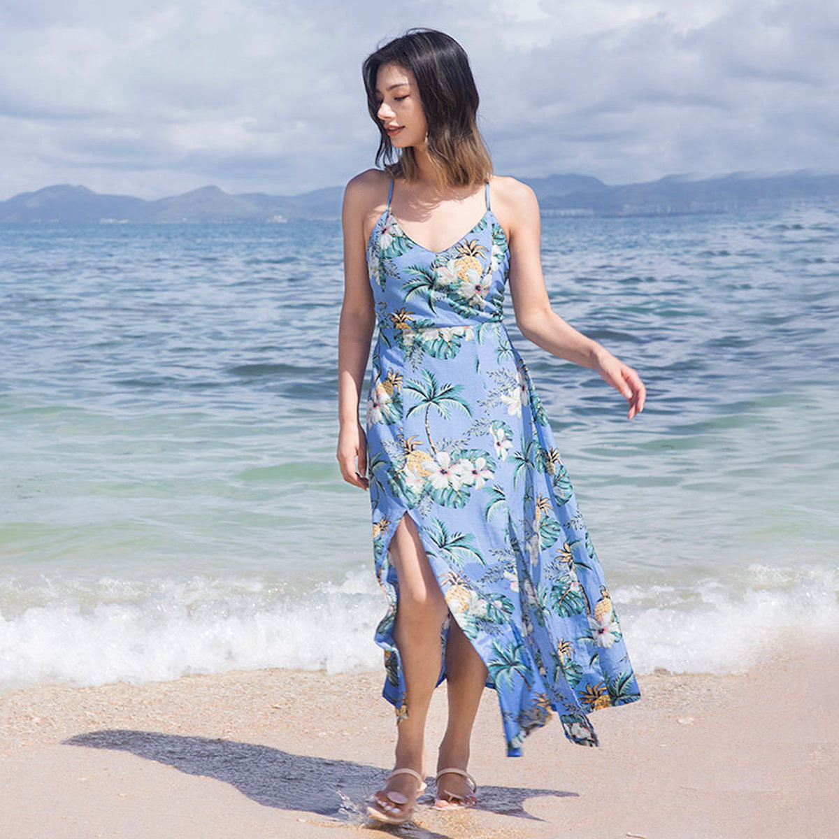 Family Matching Outfits Floral T-Shirts and Backless Strappy Slip Dress - ChildAngle