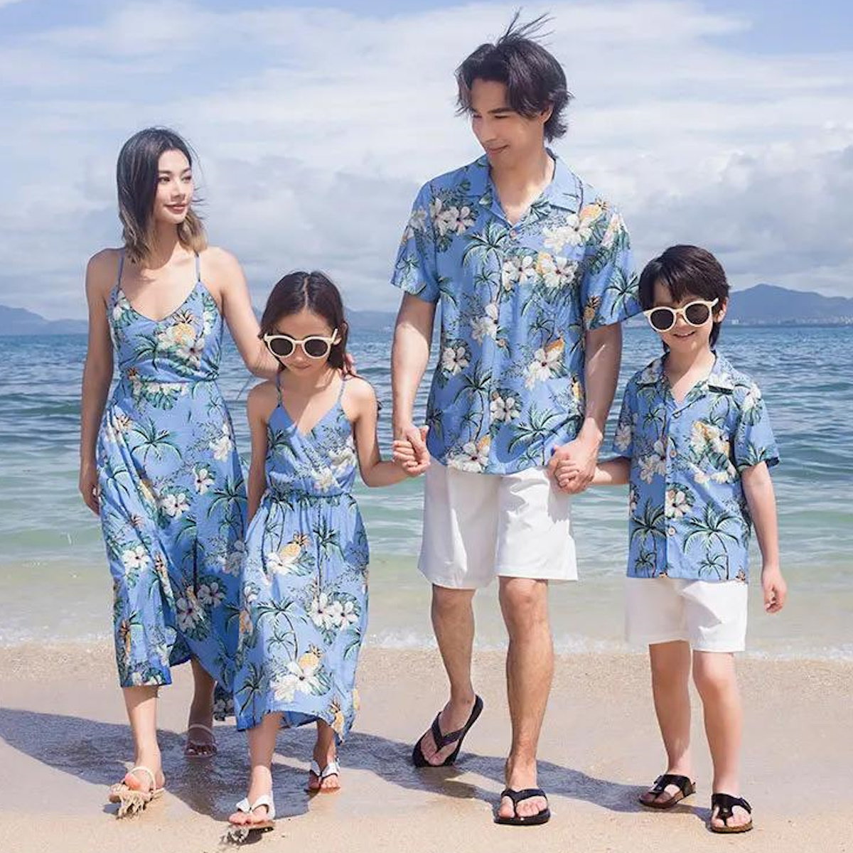 Family Matching Outfits Floral T-Shirts and Backless Strappy Slip Dress - ChildAngle