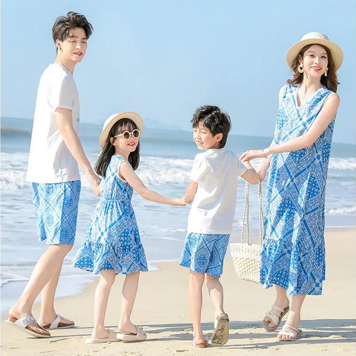 Family Matching Outfits Graphic Shirts and Shorts Set and V Neck Dress - ChildAngle