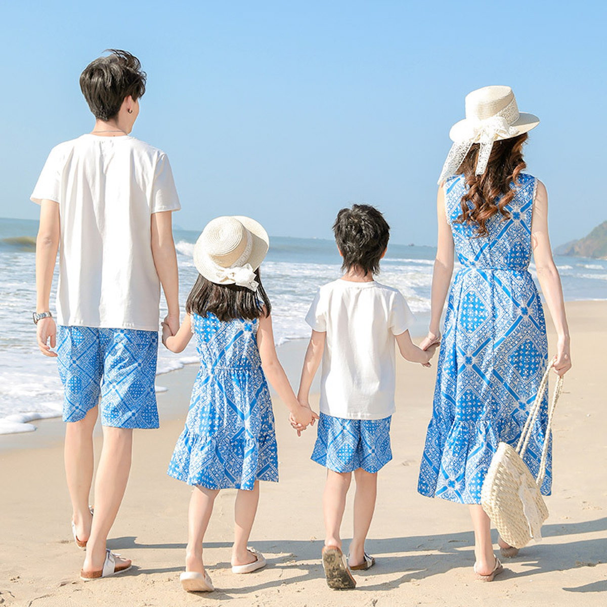Family Matching Outfits Graphic Shirts and Shorts Set and V Neck Dress - ChildAngle