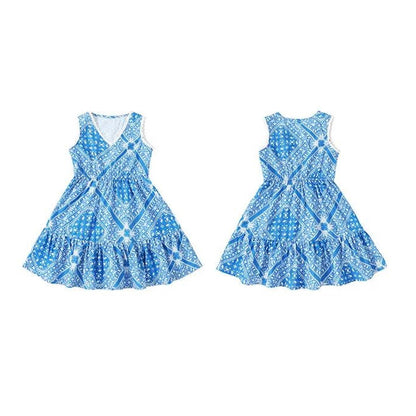 Family Matching Outfits Graphic Shirts and Shorts Set and V Neck Dress - ChildAngle