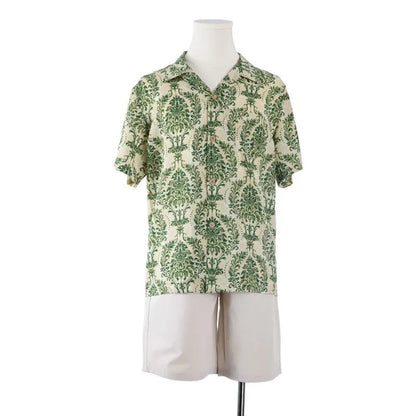 Family Matching Outfits Palm Leaves Tropical Maxi Dress and Shirts Set - ChildAngle