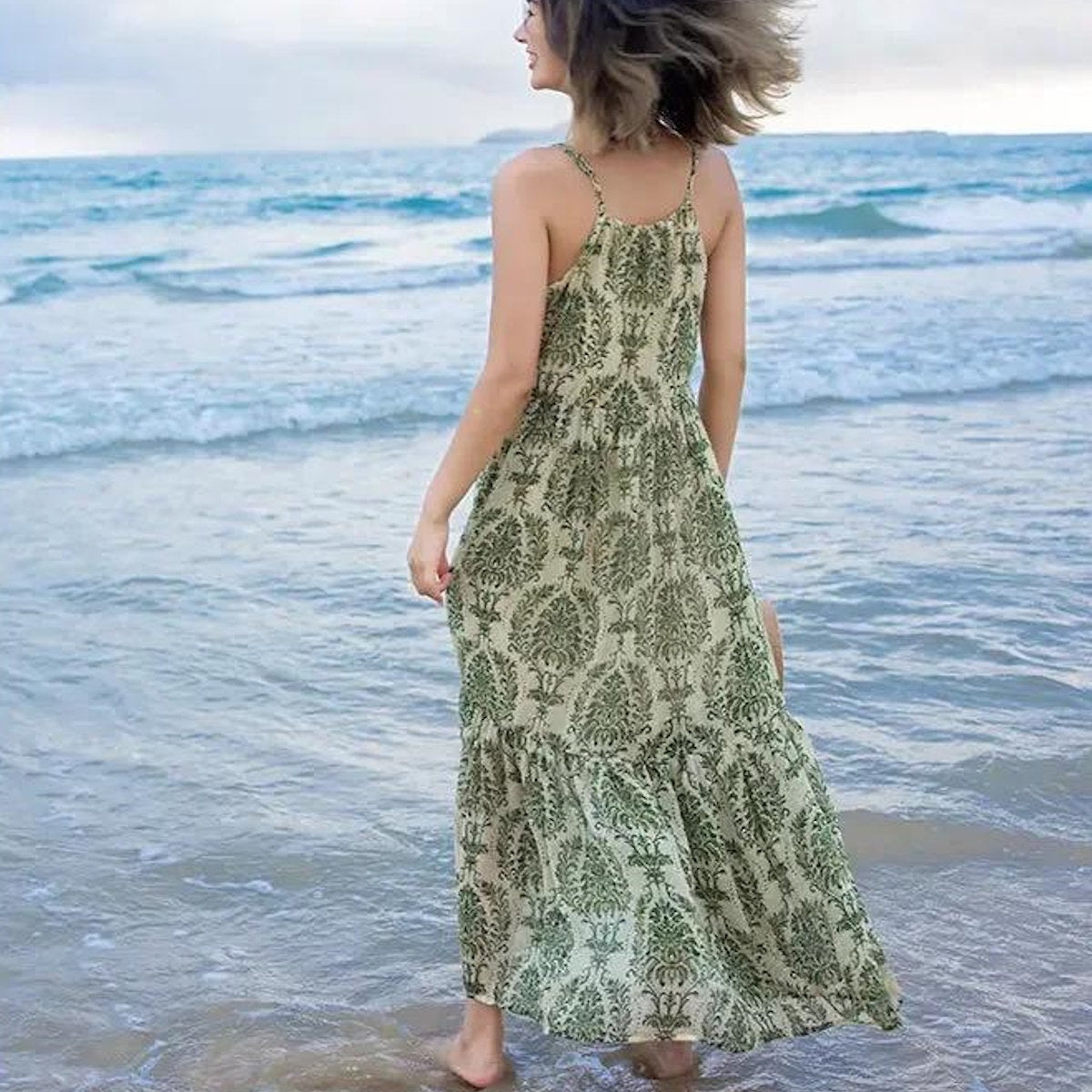 Family Matching Outfits Palm Leaves Tropical Maxi Dress and Shirts Set - ChildAngle
