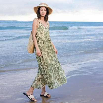 Family Matching Outfits Palm Leaves Tropical Maxi Dress and Shirts Set - ChildAngle