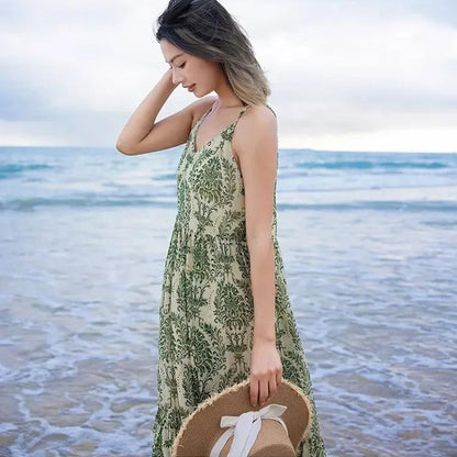 Family Matching Outfits Palm Leaves Tropical Maxi Dress and Shirts Set - ChildAngle